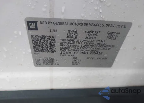 2019 GMC Terrain Denali z USA, uszkodzony, nr VIN 3GKALSEX9KL245418